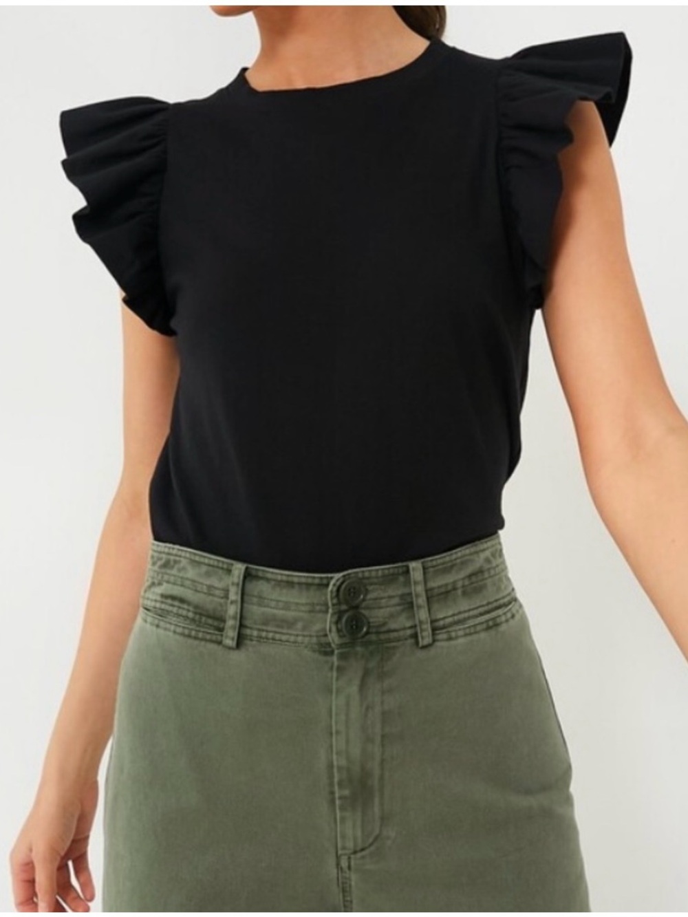 Tuckernuck Black Ruffle Sleeve Tank